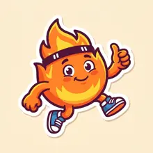 Sparky, the Streak Squad flame mascot, giving a thumbs up